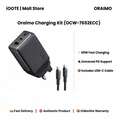 Picture of Oraimo Charging Kit (OCW-7652ECC) | 12 Months Warranty - Black