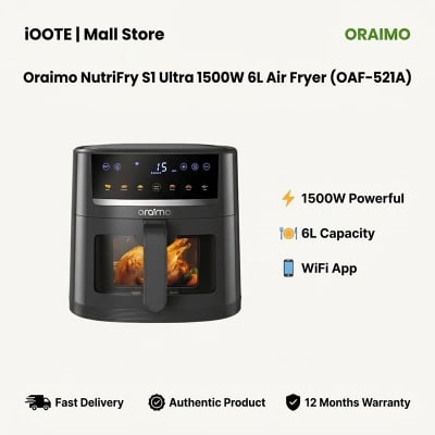 Picture of Oraimo NutriFry S1 Ultra 1500W 6L Air Fryer (OAF-521A) | 12 Months Warranty - GRAPHITBLACK