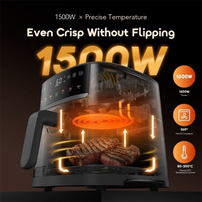 Picture of Oraimo NutriFry S1 Ultra 1500W 6L Air Fryer (OAF-521A) | 12 Months Warranty - GRAPHITBLACK