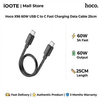 Picture of Hoco X96 60W USB C to C Fast Charging Data Cable 25cm | 3 Months Warranty - Black