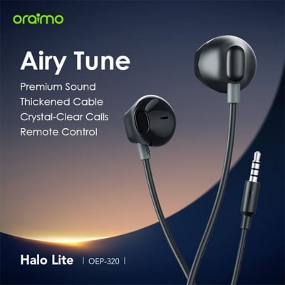 Picture of Oraimo half in-ear 3.5MM Earphone (OEP-320) | 6 Months Warranty - Black