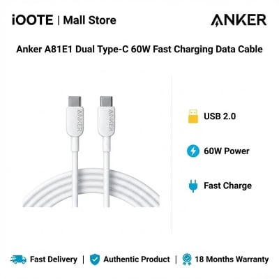 Picture of Anker A81E1 Dual Type-C 60W Fast Charging Data Cable | 18 Months Warranty - White
