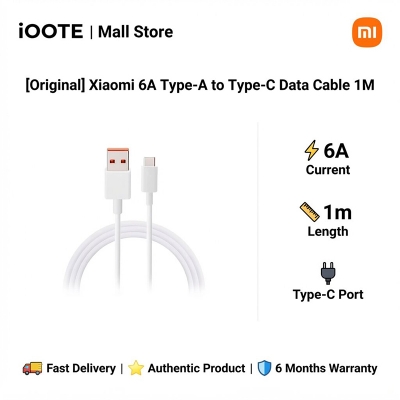Picture of [Original] Xiaomi 6A Type-A to Type-C Data Cable 1M | 6 Months Warranty - White