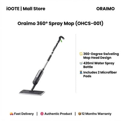 Picture of Oraimo 360° Spray Mop (OHCS-001) | 12 Months Warranty - GRAPHIT BLACK