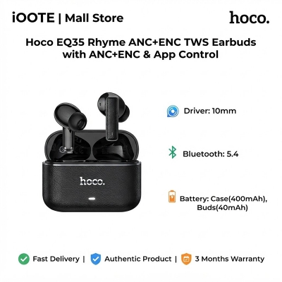 Picture of Hoco EQ35 Rhyme ANC+ENC TWS Earbuds with ANC+ENC & App Control | 3 Months Warranty - Black