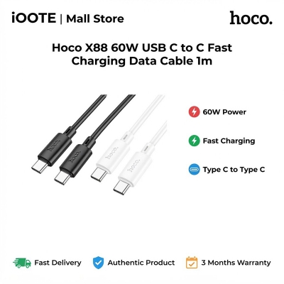 Picture of Hoco X88 60W USB C to C Fast Charging Data Cable 1m | 3 Months Warranty