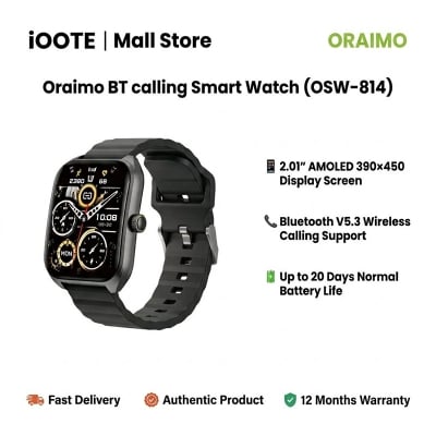 Picture of Oraimo BT calling Smart Watch (OSW-814) | 12 Months Warranty - Black