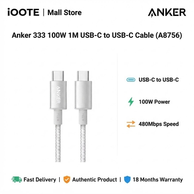 Picture of Anker 333 100W 1M USB-C to USB-C Cable (A8756) White | 18 Months Warranty - White