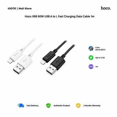 Picture of Hoco X88 60W USB A to L Fast Charging Data Cable 1m | 3 Months Warranty