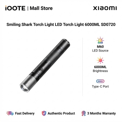 Picture of Smiling Shark Torch Light LED Torch Light 6000ML SD0720 | 3 Months Warranty - Black