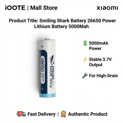 Picture of Smiling Shark Battery 26650 Power Lithium Battery 5000Mah - White
