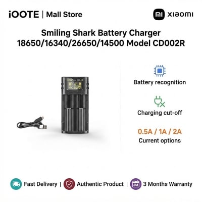 Picture of Smiling Shark Battery Charger 18650/16340/26650/14500 Model CD002R | 3 Months Warranty - Black