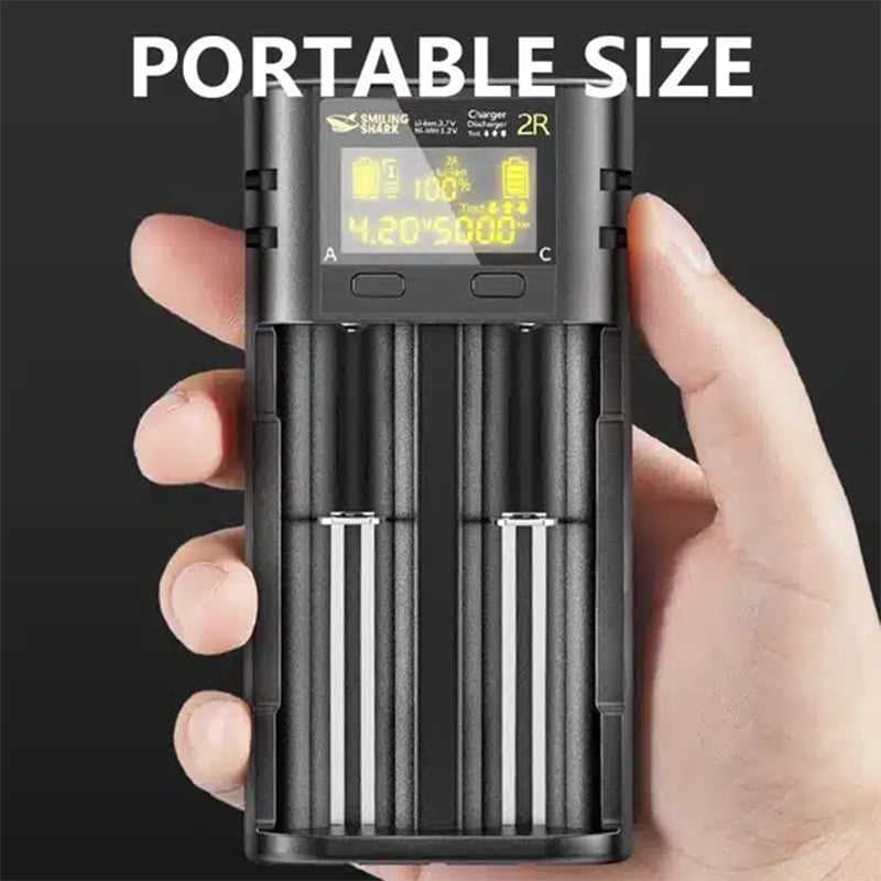 Picture of Smiling Shark Battery Charger 18650/16340/26650/14500 Model CD002R | 3 Months Warranty - Black