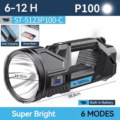 Picture of Smiling Shark PowerFul LED Flashlight 10000LM Model ST5123C | 3 Months Warranty - Black