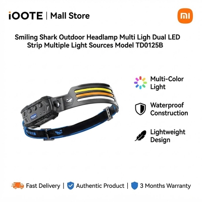 Picture of Smiling Shark Outdoor Headlamp Multi Ligh Dual LED Strip Multiple Light Sources Model TD0125B | 3 Months Warranty - Black