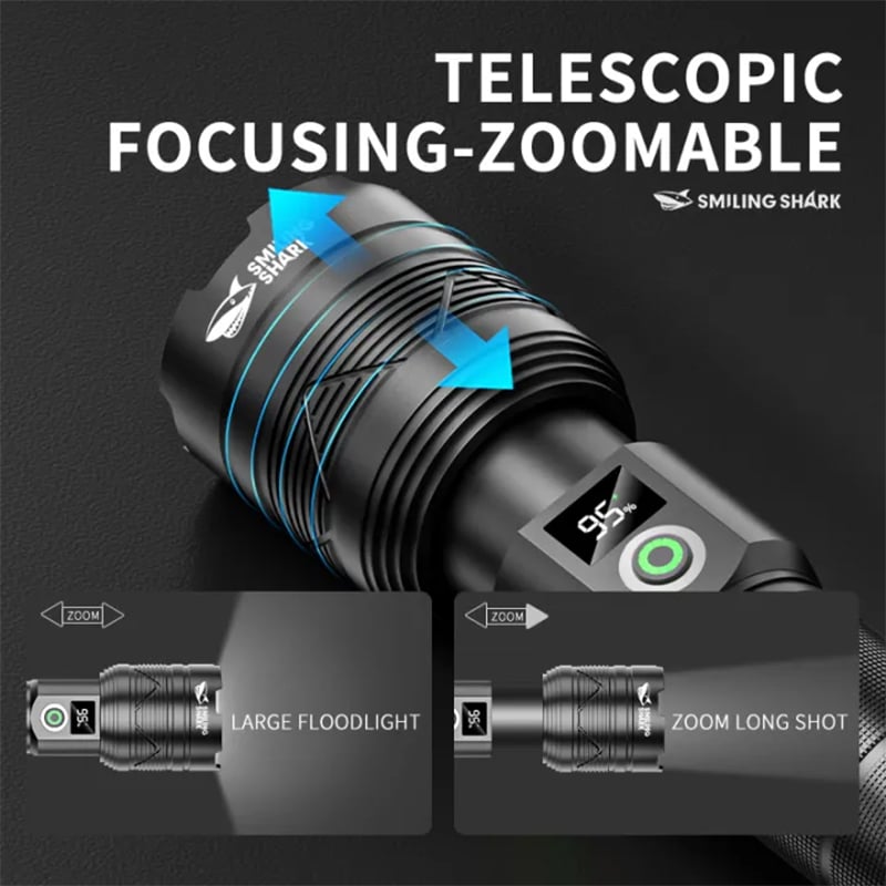 Picture of Smiling Shark High intensity Long Range FlashLight Model SD5319 | 3 Months Warranty - Black