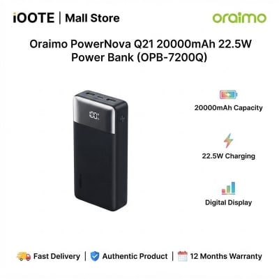 Picture of Oraimo PowerNova Q21 20000mAh 22.5W Power Bank (OPB-7200Q) | 12 Months Warranty - Black