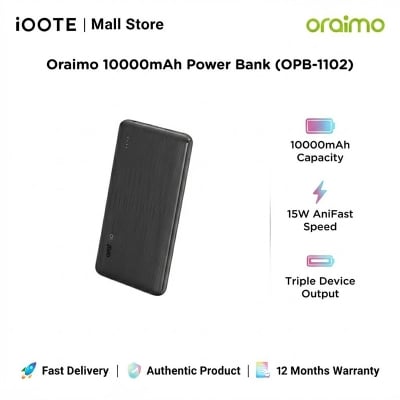 Picture of Oraimo10000mAh Power Bank (OPB-1102)  | 12 Months Warranty - Black