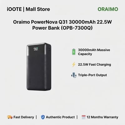 Picture of Oraimo PowerNova Q31 30000mAh 22.5W Power Bank (OPB-7300Q) | 12 Months Warranty - Graphite Black