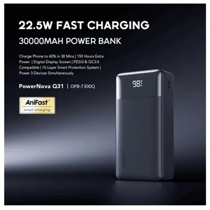 Picture of Oraimo PowerNova Q31 30000mAh 22.5W Power Bank (OPB-7300Q) | 12 Months Warranty - Graphite Black