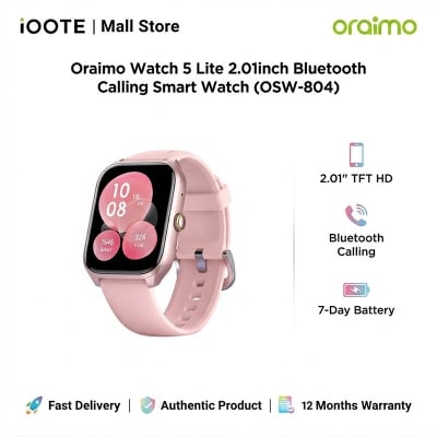 Picture of Oraimo Watch 5 Lite 2.01inch Bluetooth Calling Smart Watch (OSW-804) | 12 Months Warranty - Rose Gold