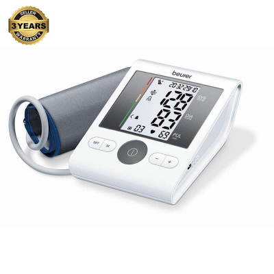 Picture of Beurer BM28 Arm Blood Pressure Monitor With Adaptor Comes With Advance Features, Adjustable Cuff,Risk Indicator,Large LCD Display(White) L (12.6 - 18.0 inch)
