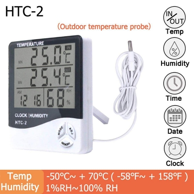 Picture of LCD Electronic Digital Temperature Humidity Meter Thermometer Hygrometer Indoor Outdoor Weather Station Clock HTC-1 HTC-2