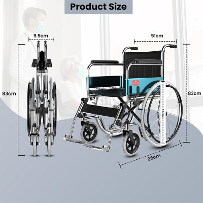 Picture of Wheel chairs for old People | Foldable wheelchair suitable for old age Patient at home & Travel |portable flip up leg rest with Hand Brake | chrome finish (Imported Wheelchair)