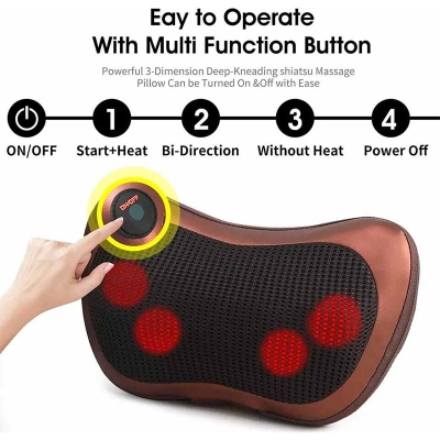 Picture of Massage Pillow Shiatsu Neck & Back Massager With Heat Neck And Shoulder Massager With 3D Deep Tissue Kneading Massager