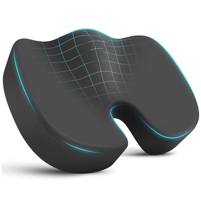 Picture of TushGuard Seat Cushion - Memory Foam Cushion for Office Chair, Car Seat, Airplane, Bleacher - Sciatica & Hip & Coccyx Pain Relief Desk Chair Cushion for Long Sitting Office Workers, Car Drivers .