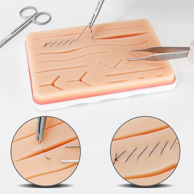 Picture of Reusable Surgical Medical Practice Traumatic Simulation Wounds Training Teaching Model Suture Kit Pad Silicone Fake Skin Suture