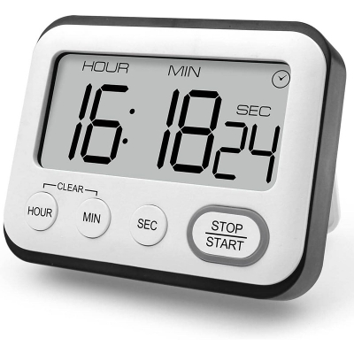 Picture of Kitchen Timer, Alarm Clock, Multifunctional Digital Cooking Timer with Large LCD Display, Magnetic Stopwatch, Timer with Clock, Alarm Clock, Magnet