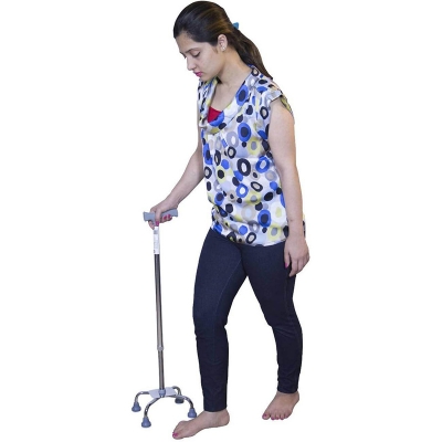 Picture of 4 Leg Walking Stick Height Adjustable Iron Stick Quadripod Stick Four Leg Chrome