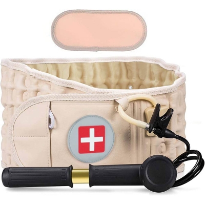 Picture of Inflatable Lower Back Brace for Low Back Pain Relief Lumbar Traction Device with Hand Pump, One Size Fits 29-49 Waist Int: One size