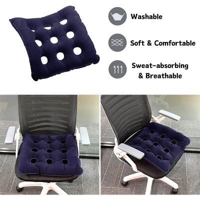 Picture of Inflatable Seat Air Cushions for Bottoms Flocking 16 Holes, Square Cushion Anti Bedsore with Bonus Air Pump for Wheelchair Office Chair Car