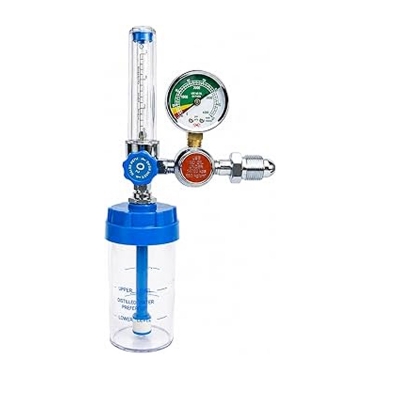 Picture of Oxygen Cylinder Regulator with Flowmeter and Humidifier Bottle With Nasal Oxygen Cannula