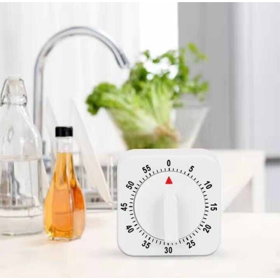 Picture of 60 Minutes Kitchen Timer Countdown Alarm Reminder HILIFE Cooking Tools Mechanical Timer White Square