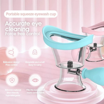 Picture of Silicone Eye Wash Cup – Gentle Eye Rinse & Cleaning Cup with Manual Air Pressure, Dust & Makeup Irritant Remover