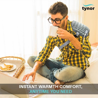 Picture of Tynor Heating Pad, Pain Relief for Men & Women | Soft and Flexible for Comfort | Adjustable Heat Therapy | Pack of 1 (Standard, Grey) Int: 30.5*21.5 cm-Grey