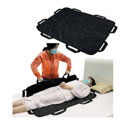 Picture of Bed Positioning Pad Transfer Board Draw Sheets with Handles for Hospital Bed Sliding Transfer Blanket Patient Turning Device for Bedridden, Disabled, Stroke Incontinence 43″ X 36″ (Black) Int: One size