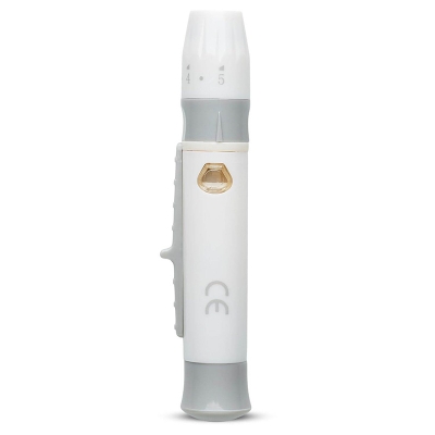 Picture of One Step Lancing Device - 5 Depth Settings Less Pain Design Lancet Device - Use with Twist Top Lancets, Blood Sugar Level Monitoring Glucose Testing, Lancing Tool