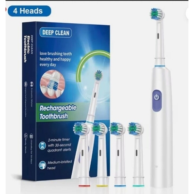 Picture of Electric Toothbrush Rotary Cleaning Teeth Brush Waterproof Electronic Tooth Brush With Timer Rechargeable Toothbrush with 8 Head