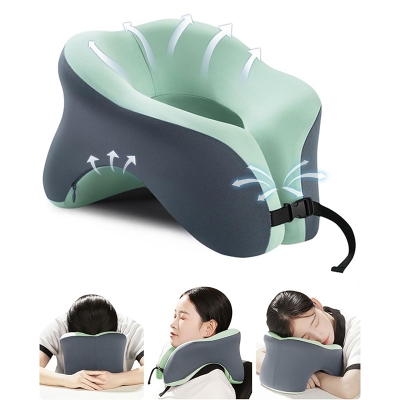 Picture of Premium Memory Foam Airplane Pillow with Storage Bag – Travel in Comfort