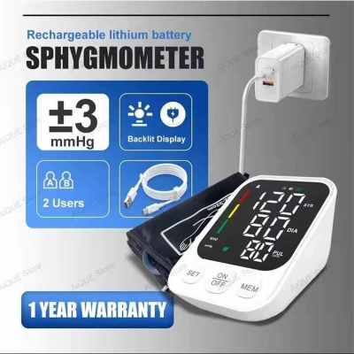 Picture of Charging LED Backlit Upper Arm BP Monitor Blood Pressure Monitor 2 Users Medical Tonometer Cuff Digital Irregular Pulse