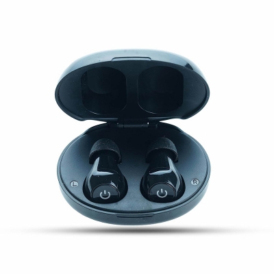 Picture of Digital Rechargeable Both Ear Wireless Finger Touch Both ear Mini CIC Hearing Aid Machine for Deaf (Black)