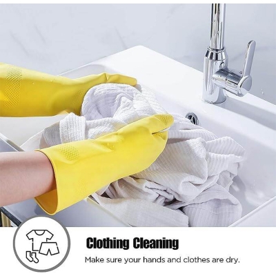 Picture of Rubber Reusable Heavy Duty Hand Gloves For Dishwashing, Gardening, Kitchen Cleaning Non-Slippery & Durable Long Elbow Length 1 Pair