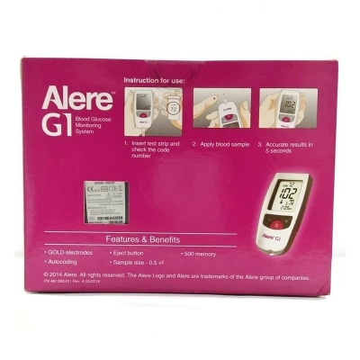 Picture of Alere G1 blood glucose Monitor with 25 test strips