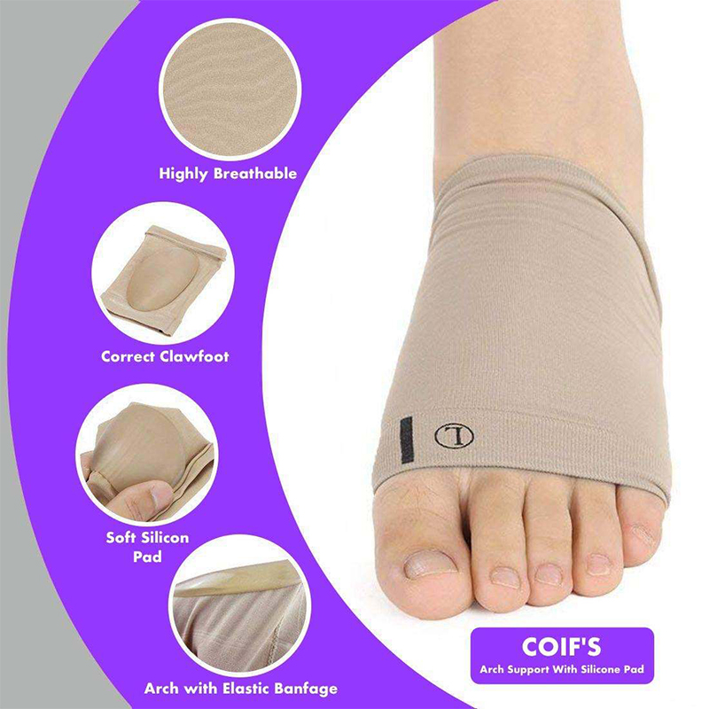 Picture of Metatarsal Compression Arch Support Sleeve Foot Care Plantar Fasciitis Spurs Neuromas Flat Feet Orthopedic Pad Cushioned Soft Elastic Reusable Gel Pad Fabric Socks Flat Feet, Plantar Fasciitis, Foot Pain Relief, Heel Spurs Man And Woman 1 Pair (FREE SIZE)