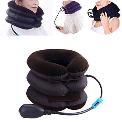 Picture of Neckline Pillow Pneumatic Air Bag 3 Tier Inflatable for Cervical Spine Neck Rest Support Massagers  Pillow Neck Pillow for Back Pain, Sleeping Travel, Car seat