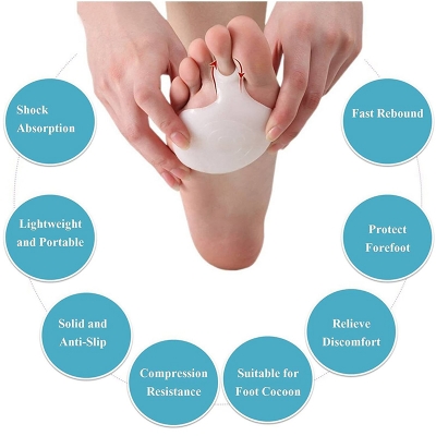 Picture of 1Pair Silicone Gel Metatarsal Pads for Shoes Sore Ball Foot Care Tool Feet Pain Shoes Insoles Pads Cushion Forefoot Arch Support
